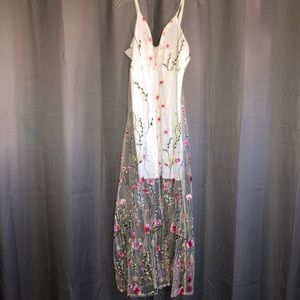 White & floral maxi dress